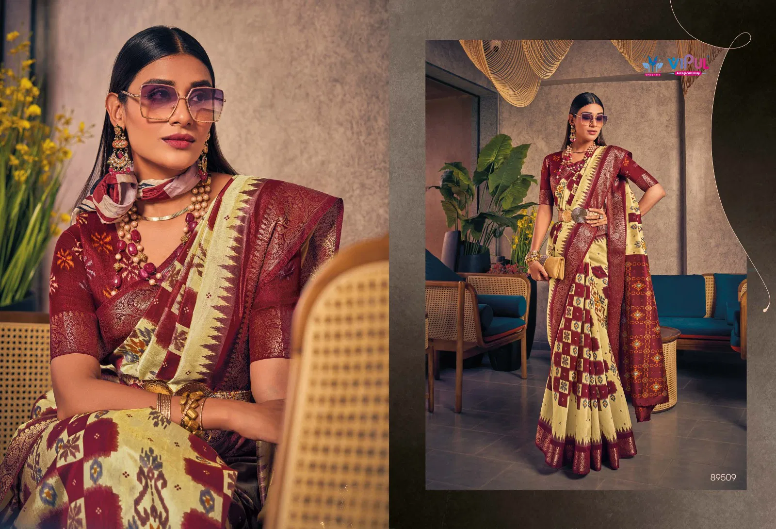 Venus Silk By Vipul Two Tone Silk Woven Border Saree Wholesalers In Delhi